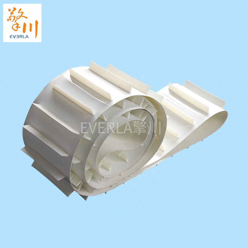 流水線爬坡加擋板白色食品PU<a href='http://www.zgcinnotown.com.cn/shusongdai/' target='_blank'><u>輸送帶</u></a>