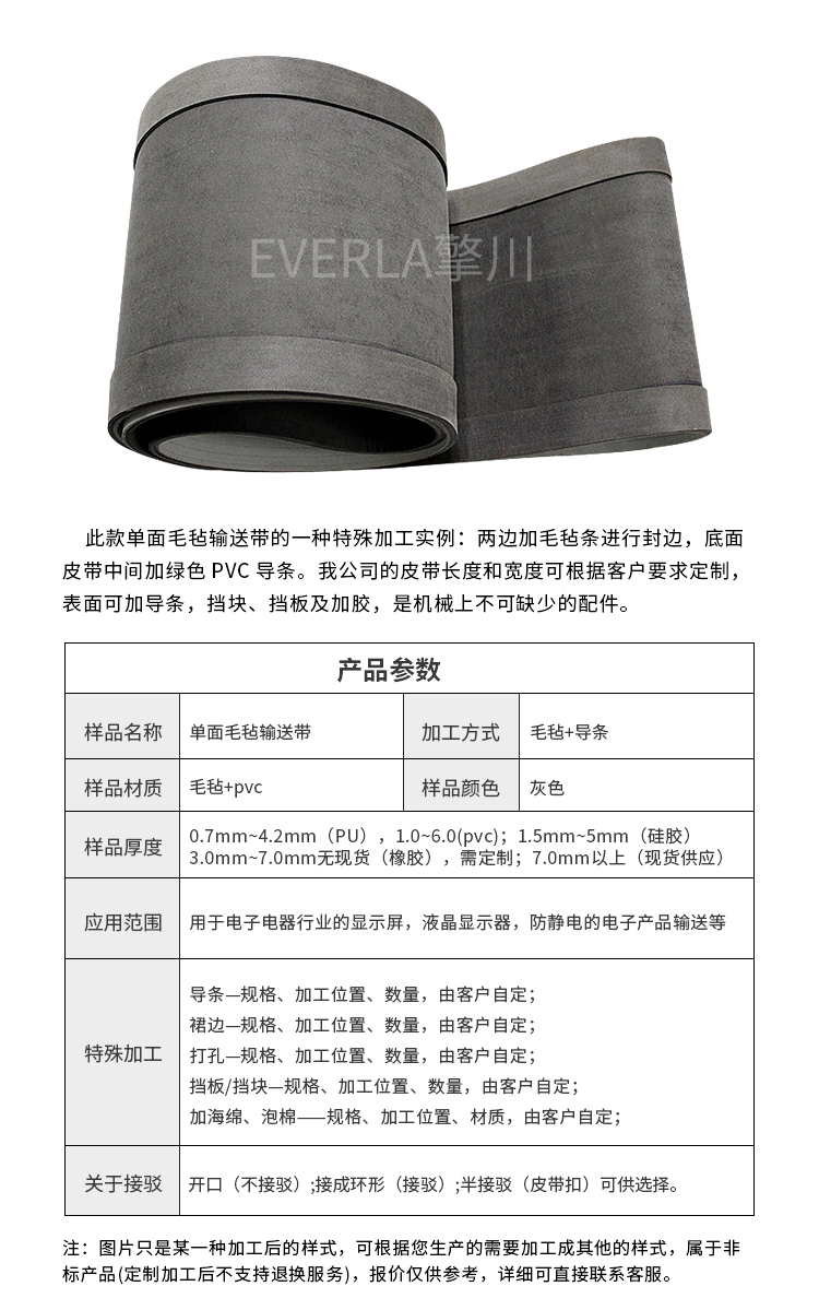 加導條毛氈輸送帶