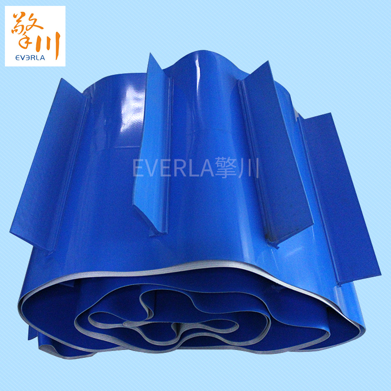 PVC藍(lán)色<a href='http://www.zgcinnotown.com.cn/shusongdai/' target='_blank'><u>輸送帶</u></a>加擋板