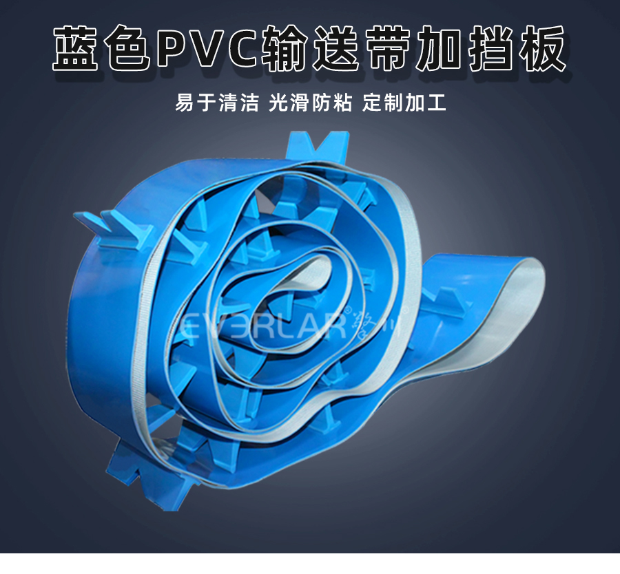 藍色PVC<a href='http://www.zgcinnotown.com.cn/shusongdai/' target='_blank'><u>輸送帶</u></a>加擋板