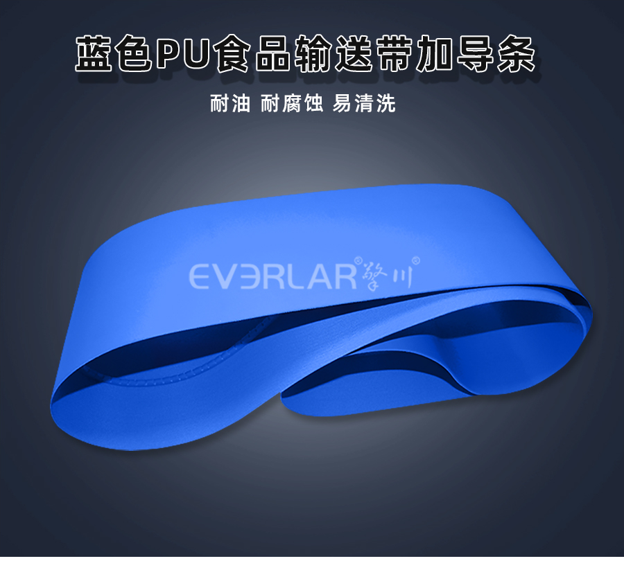 藍(lán)色PU食品<a href='http://www.zgcinnotown.com.cn/shusongdai/' target='_blank'><u>輸送帶</u></a>加導(dǎo)條詳情01